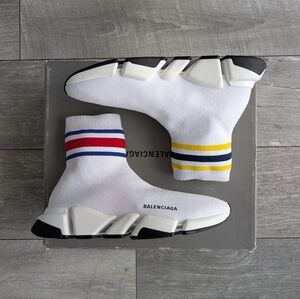 Balenciaga Speed 2.0 Size 10 Technical Recycled Knit Sock Sneakers With Stripes